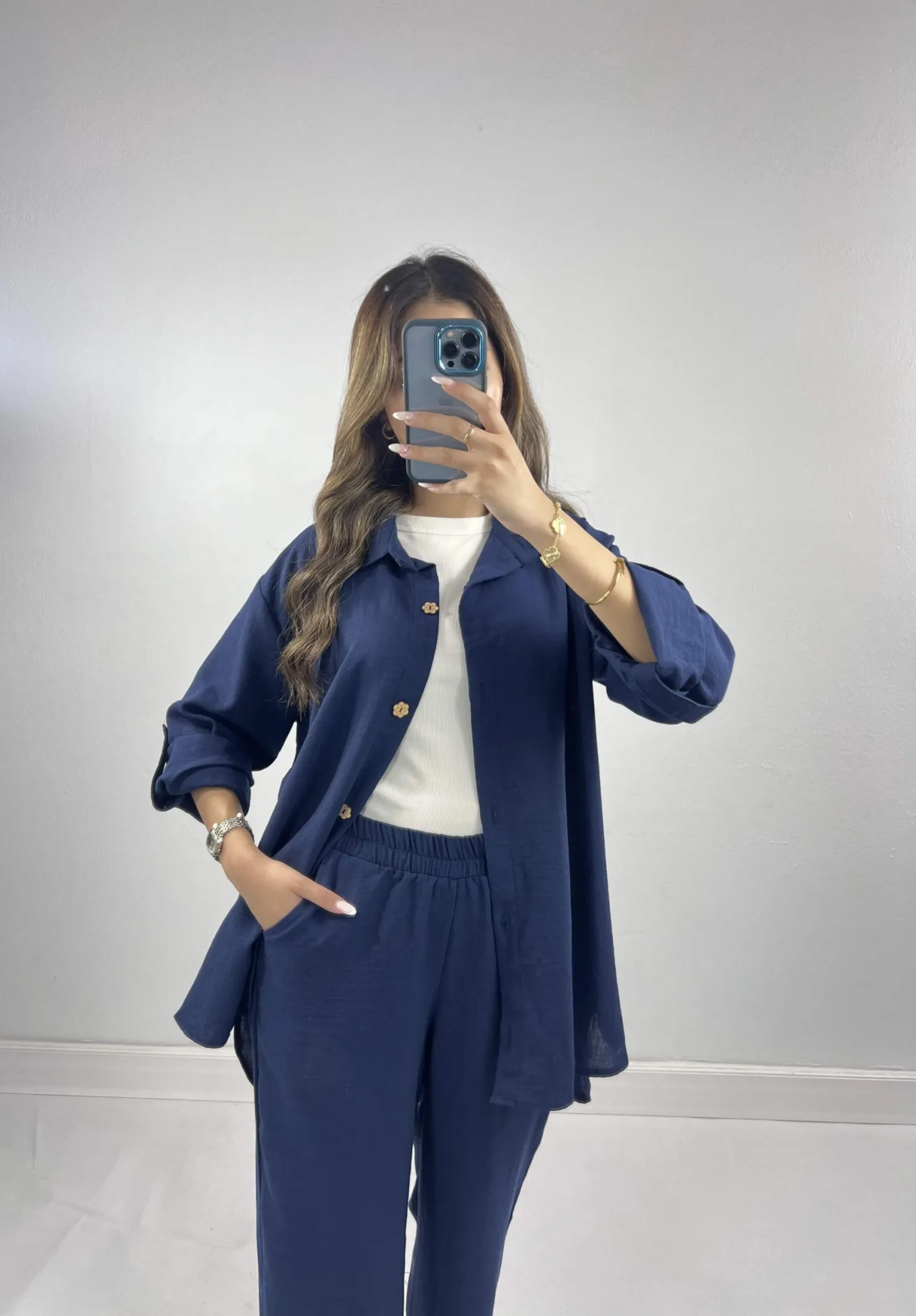 Ensemble lin boutonné