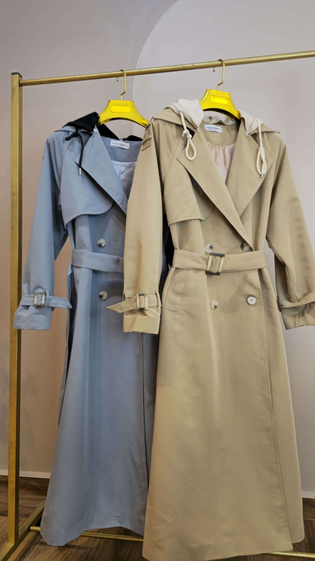 Trench coat long avec capuche detachable