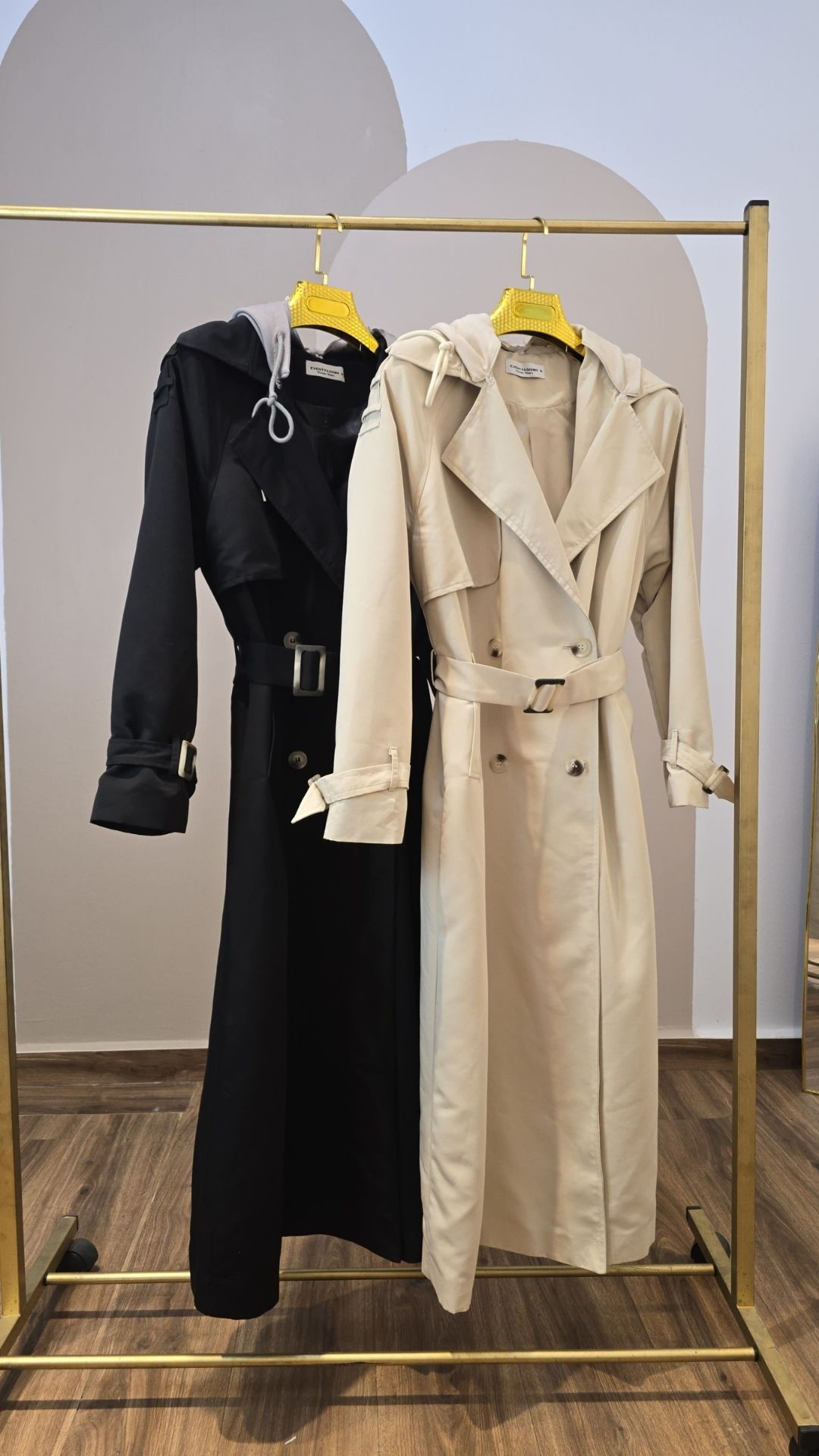Trench coat long avec capuche detachable