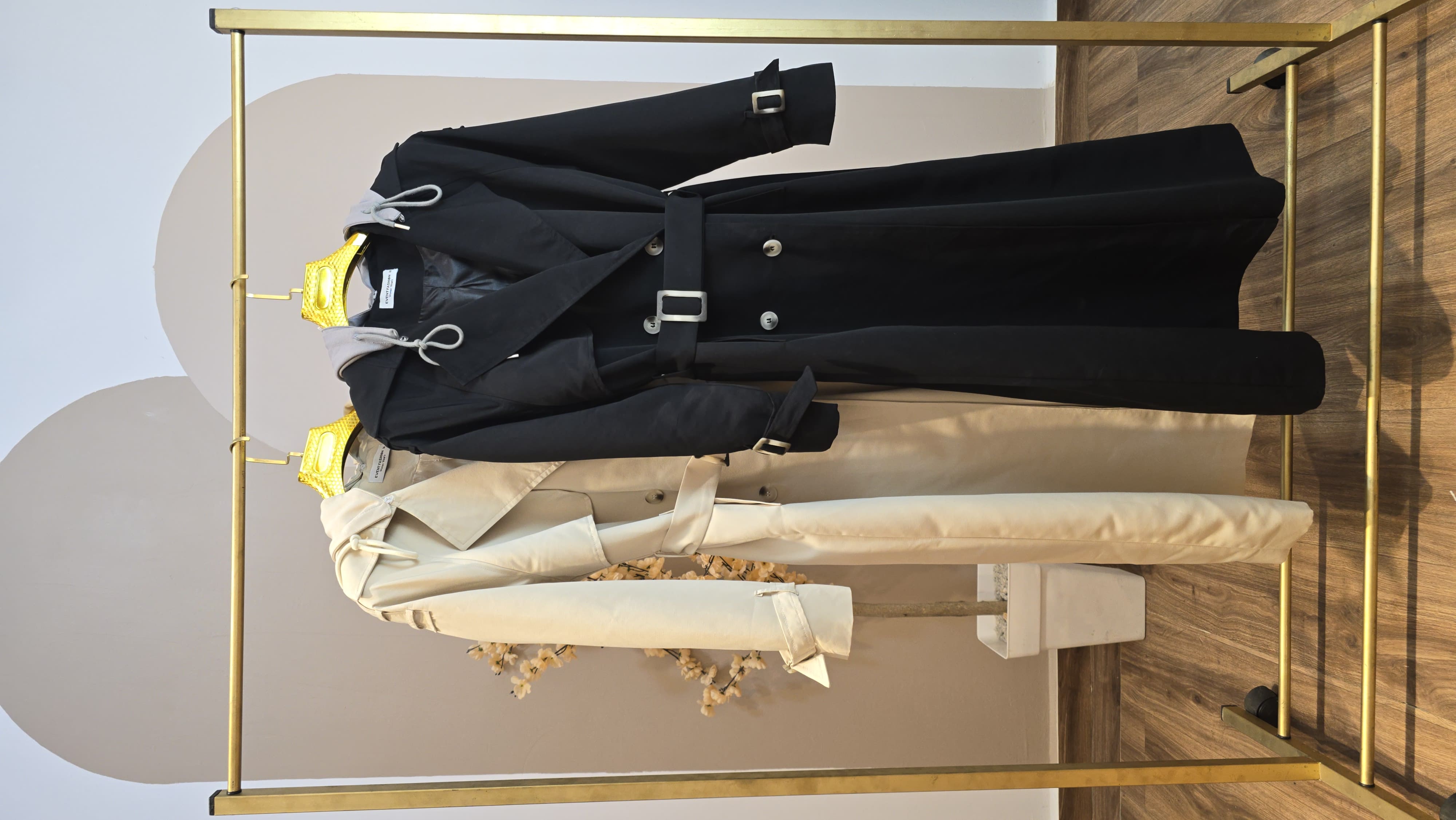 Trench coat long avec capuche detachable