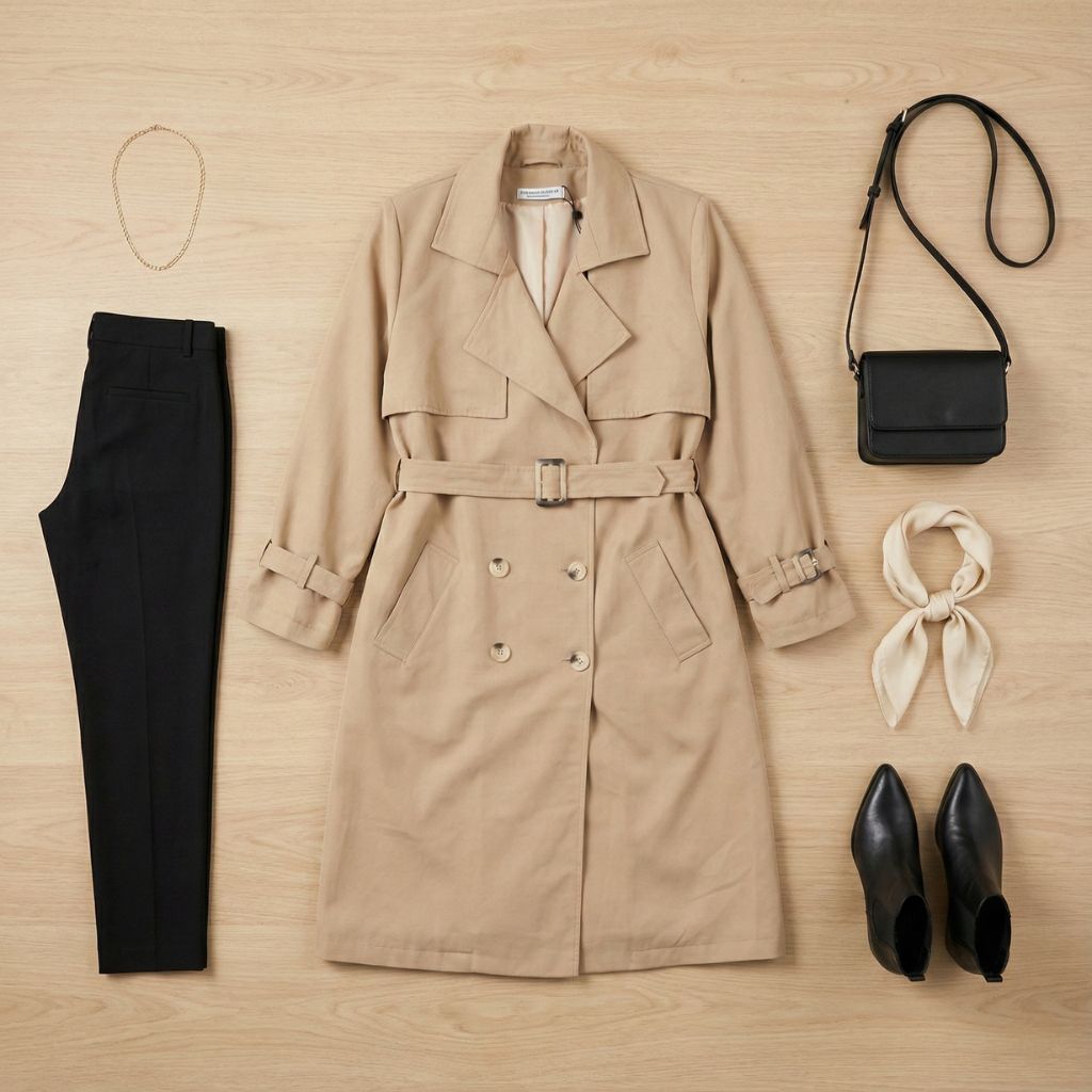 Trench coat demi long