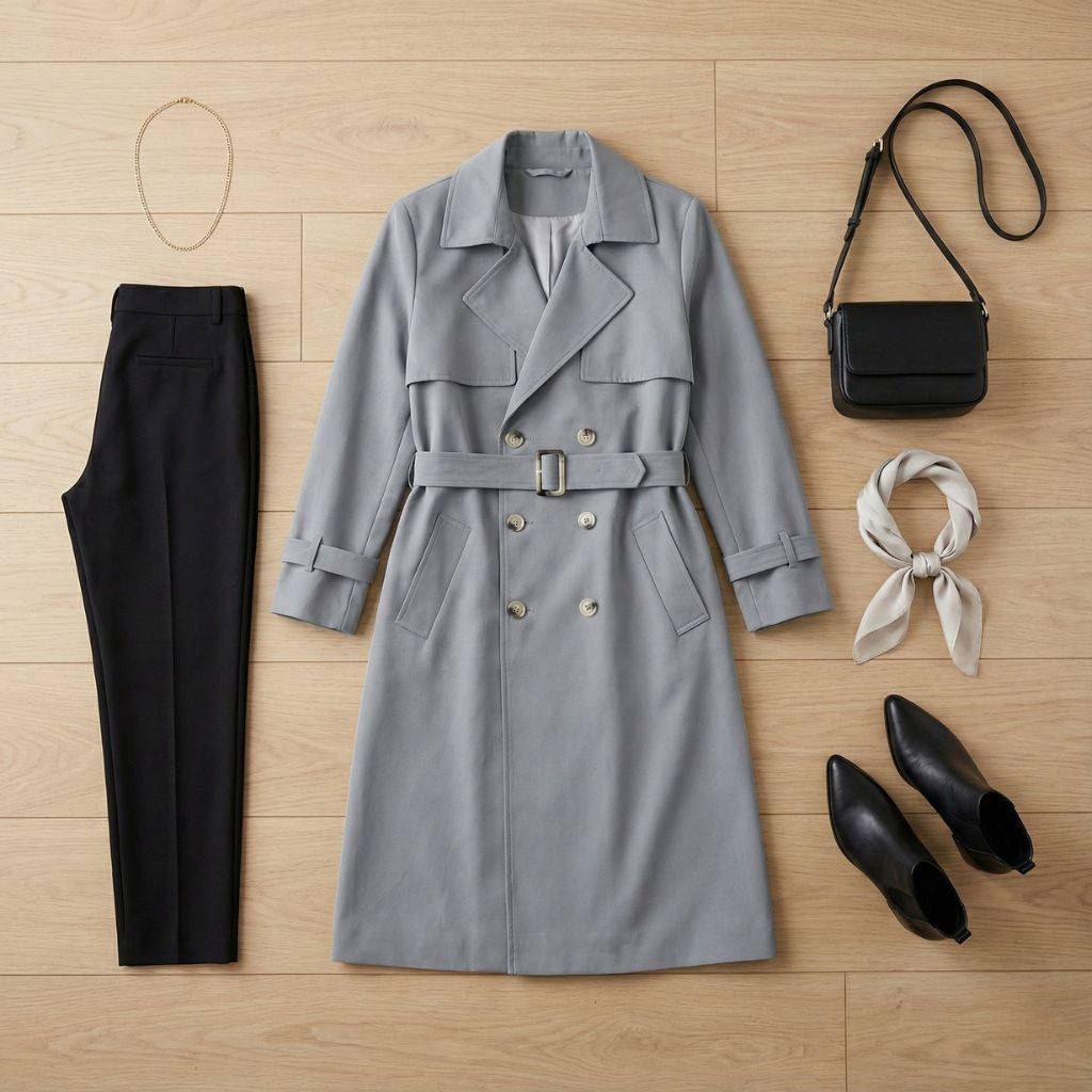 Trench coat demi long