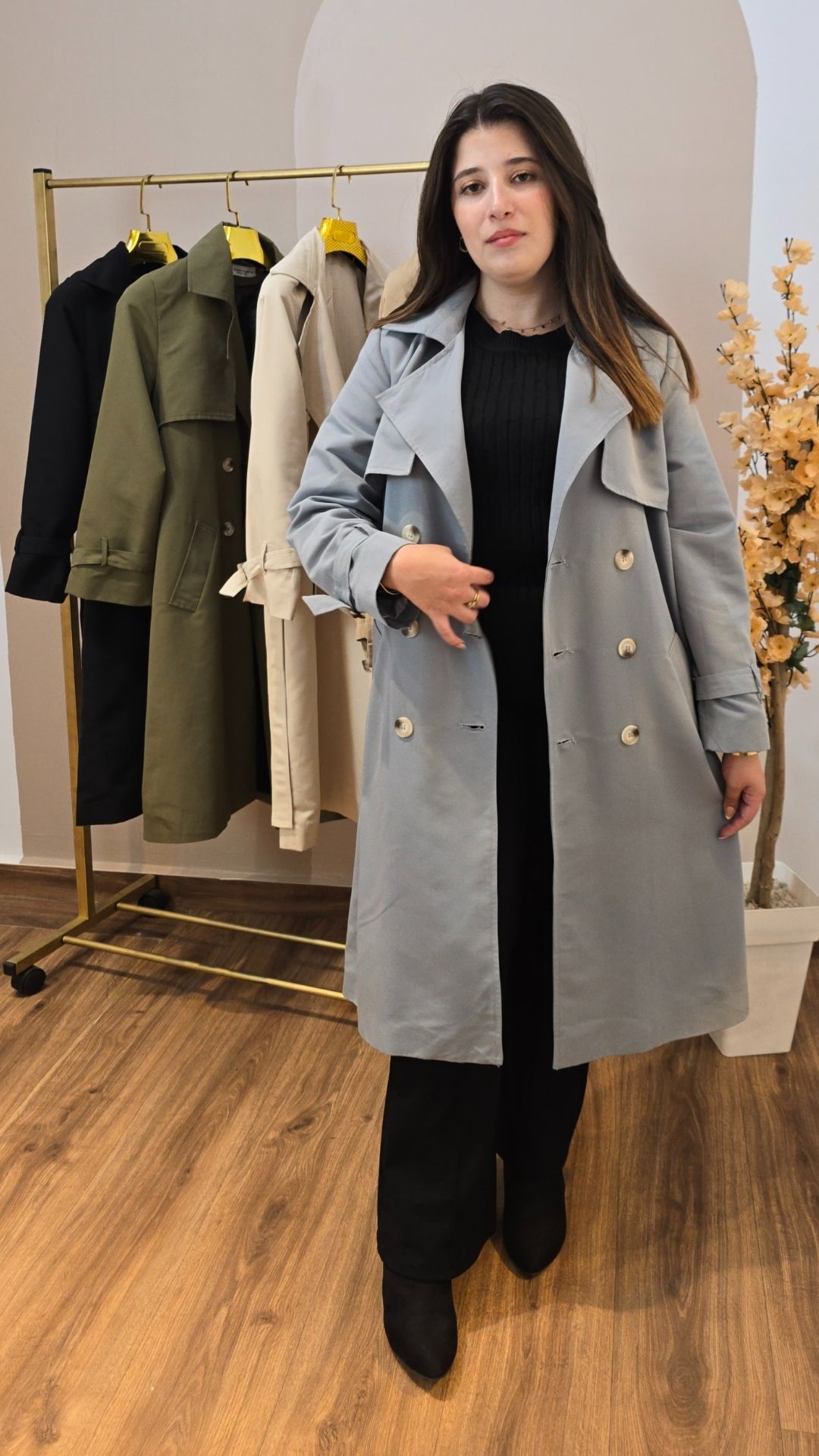 Trench coat demi long