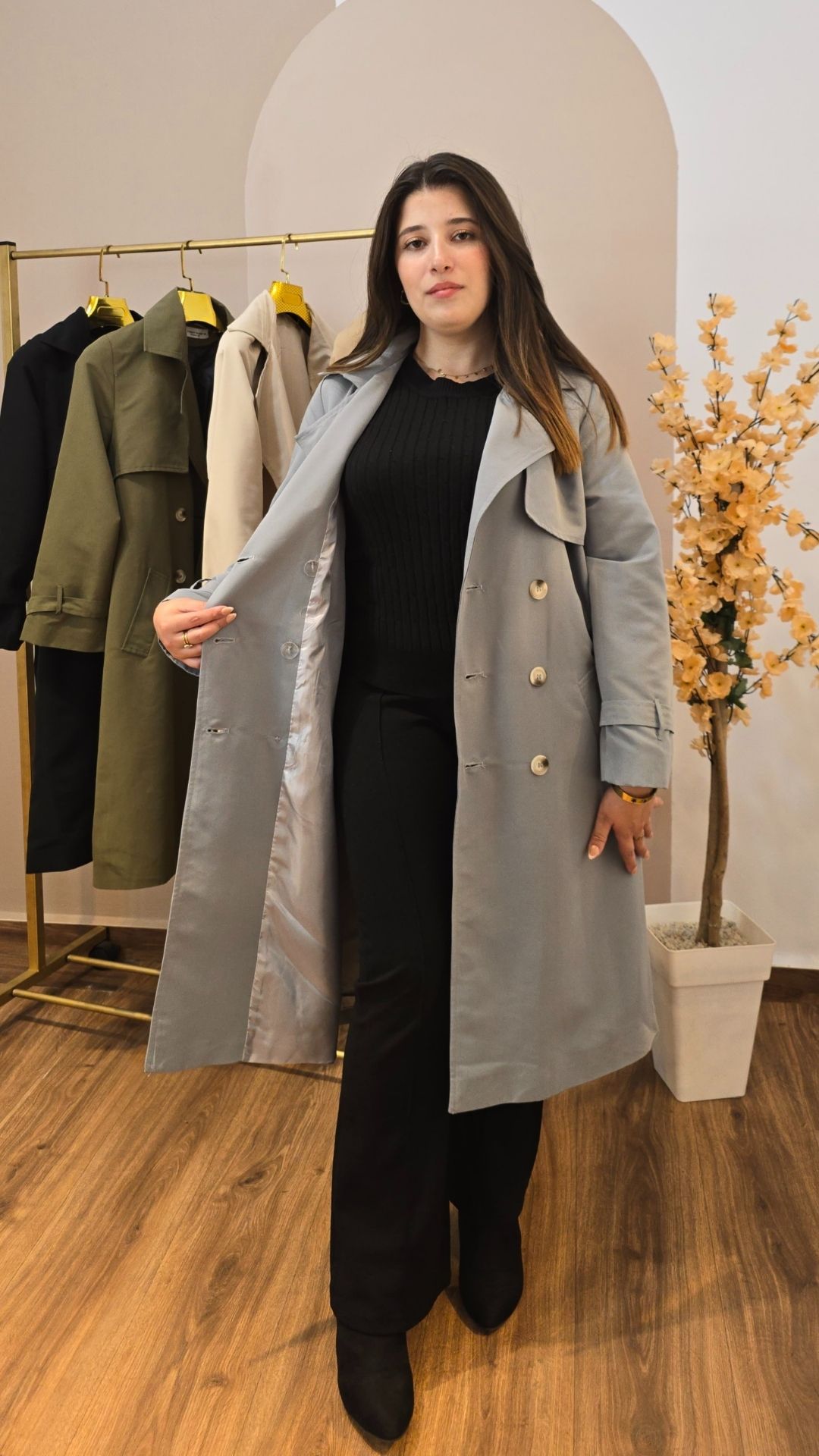 Trench coat demi long