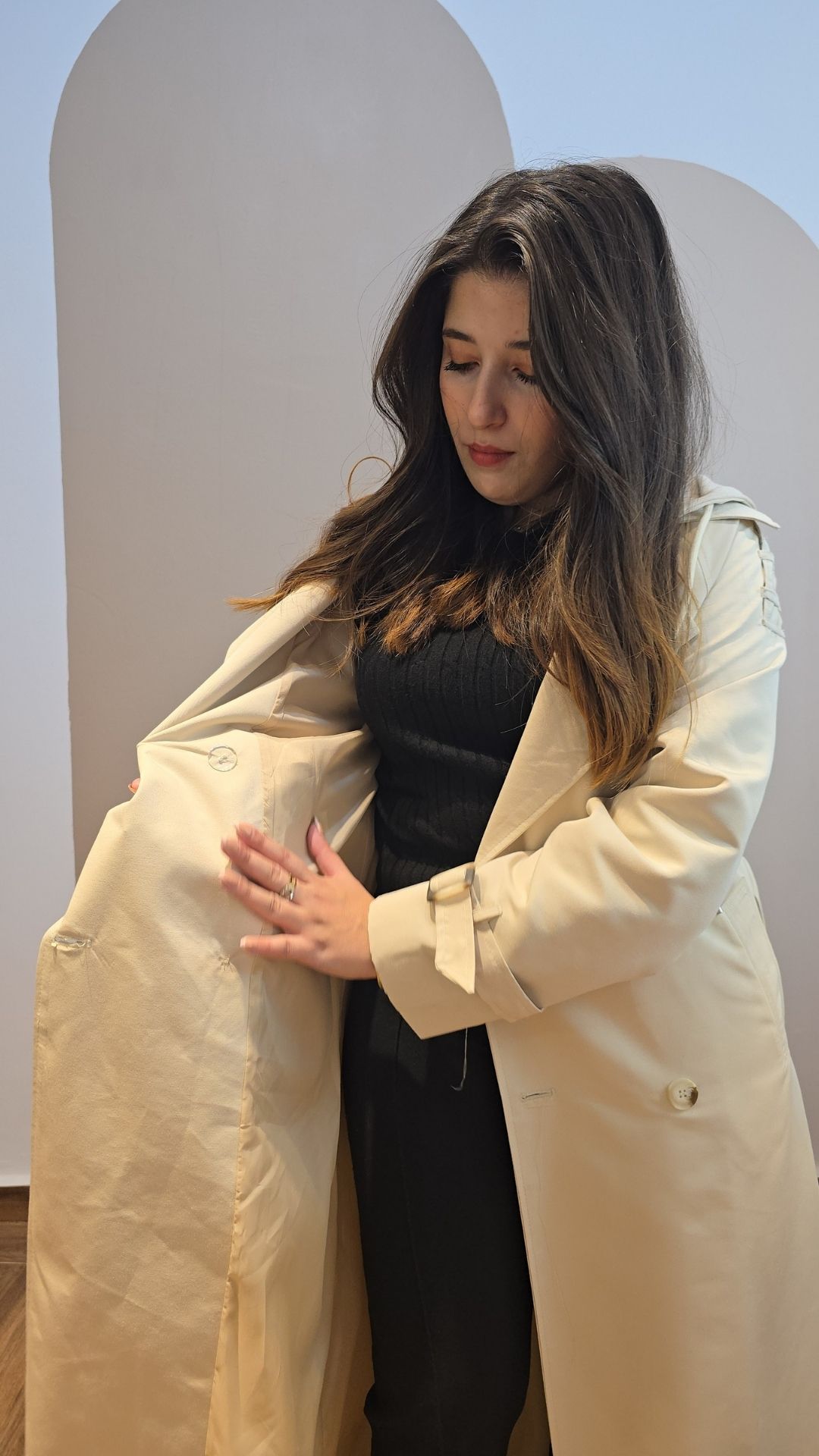 Trench coat long avec capuche detachable