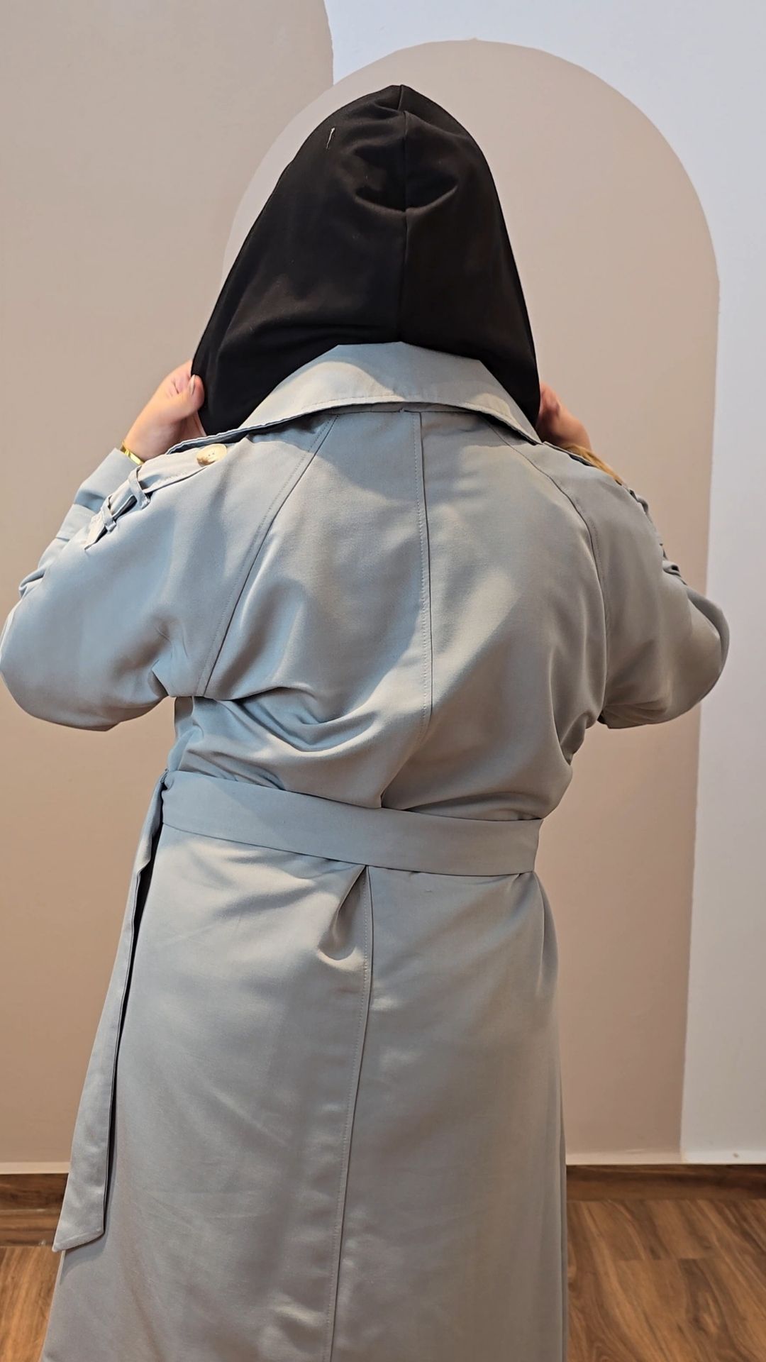 Trench coat long avec capuche detachable