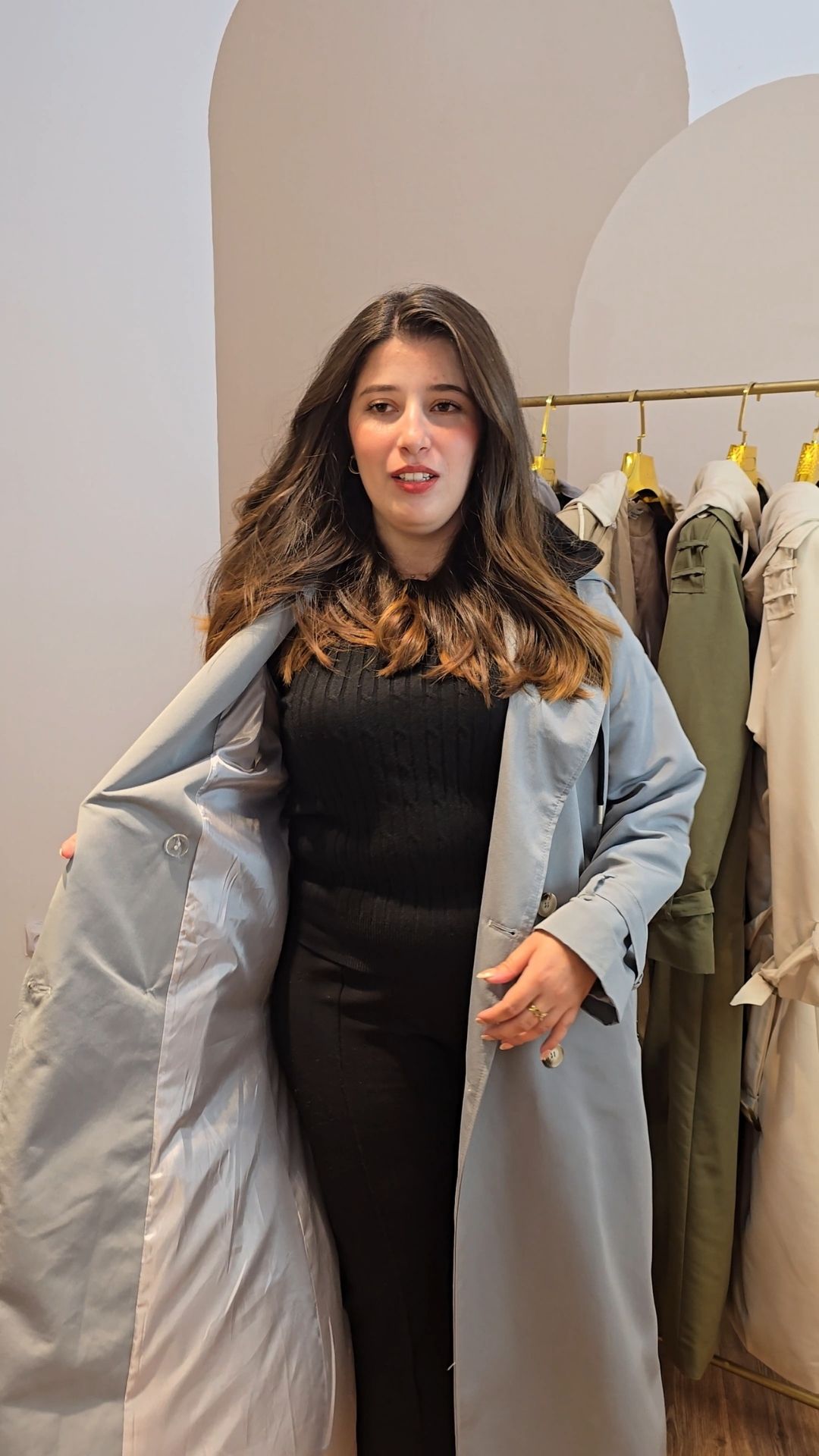 Trench coat long avec capuche detachable