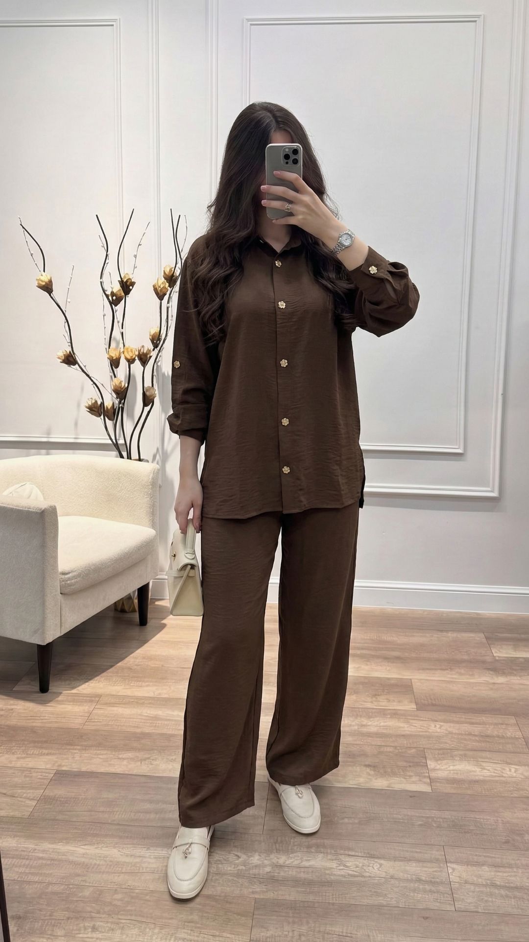 Ensemble lin boutonné