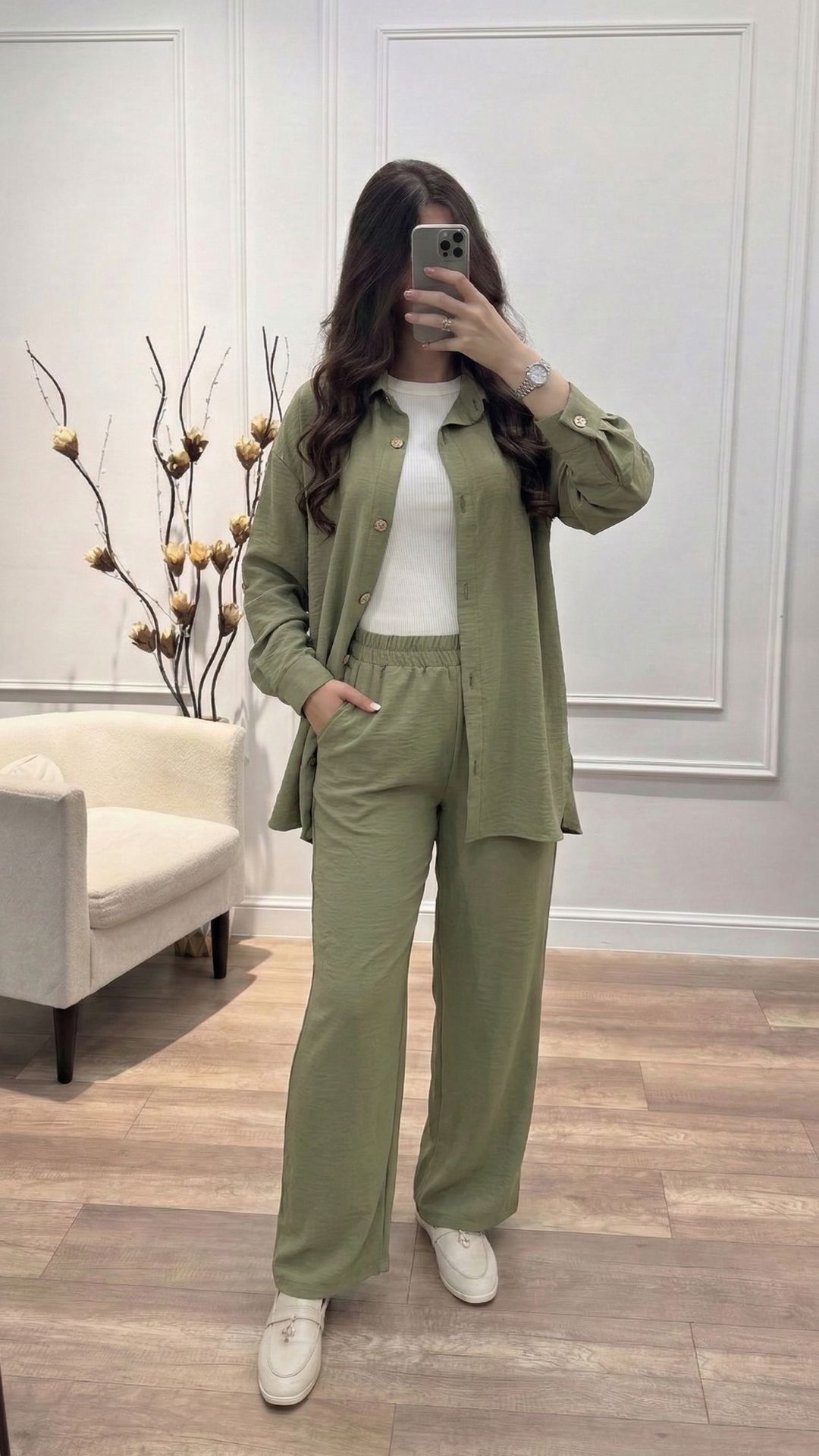Ensemble lin boutonné