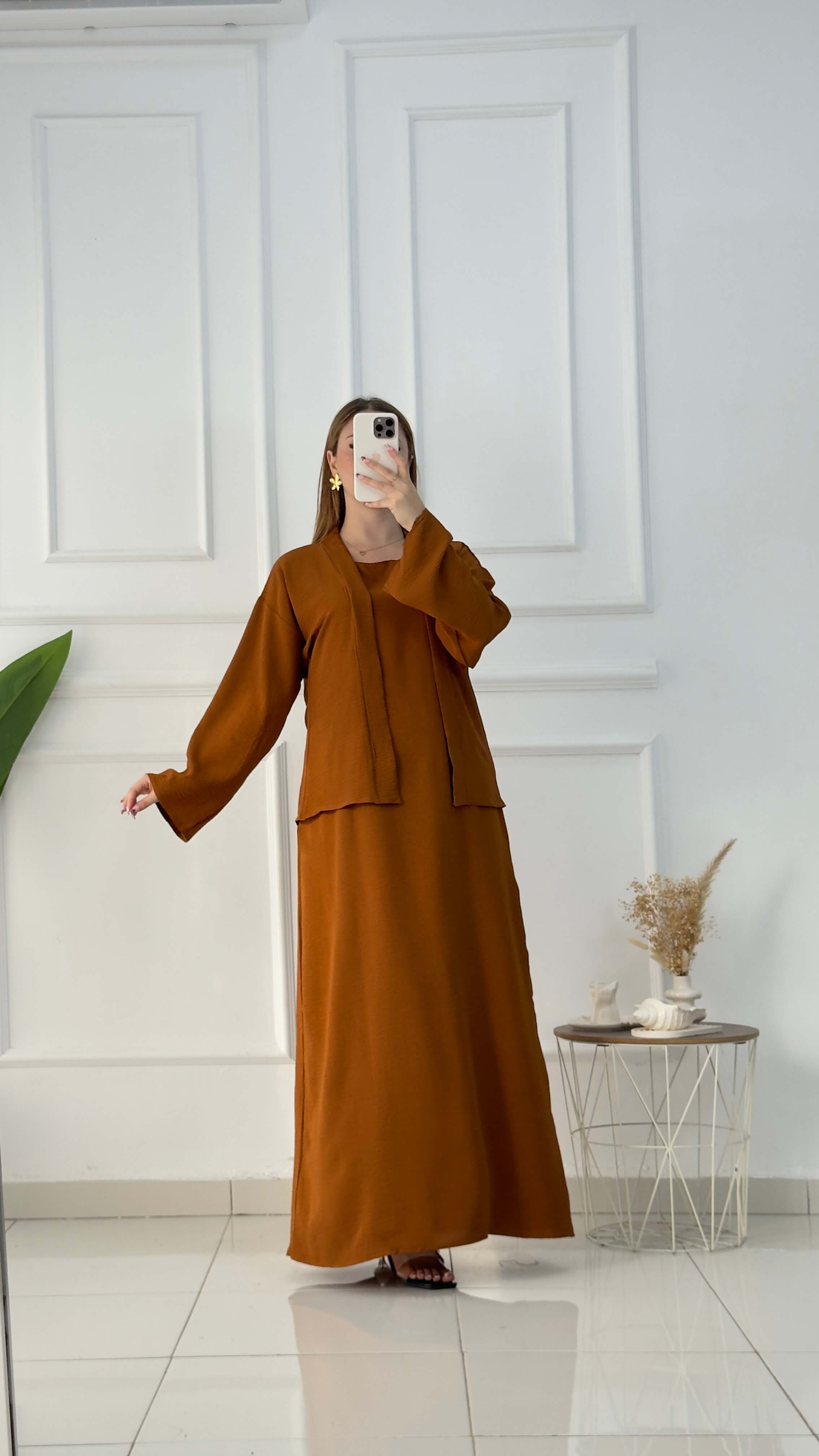 Ensemble Gilet Avec Robe Droite