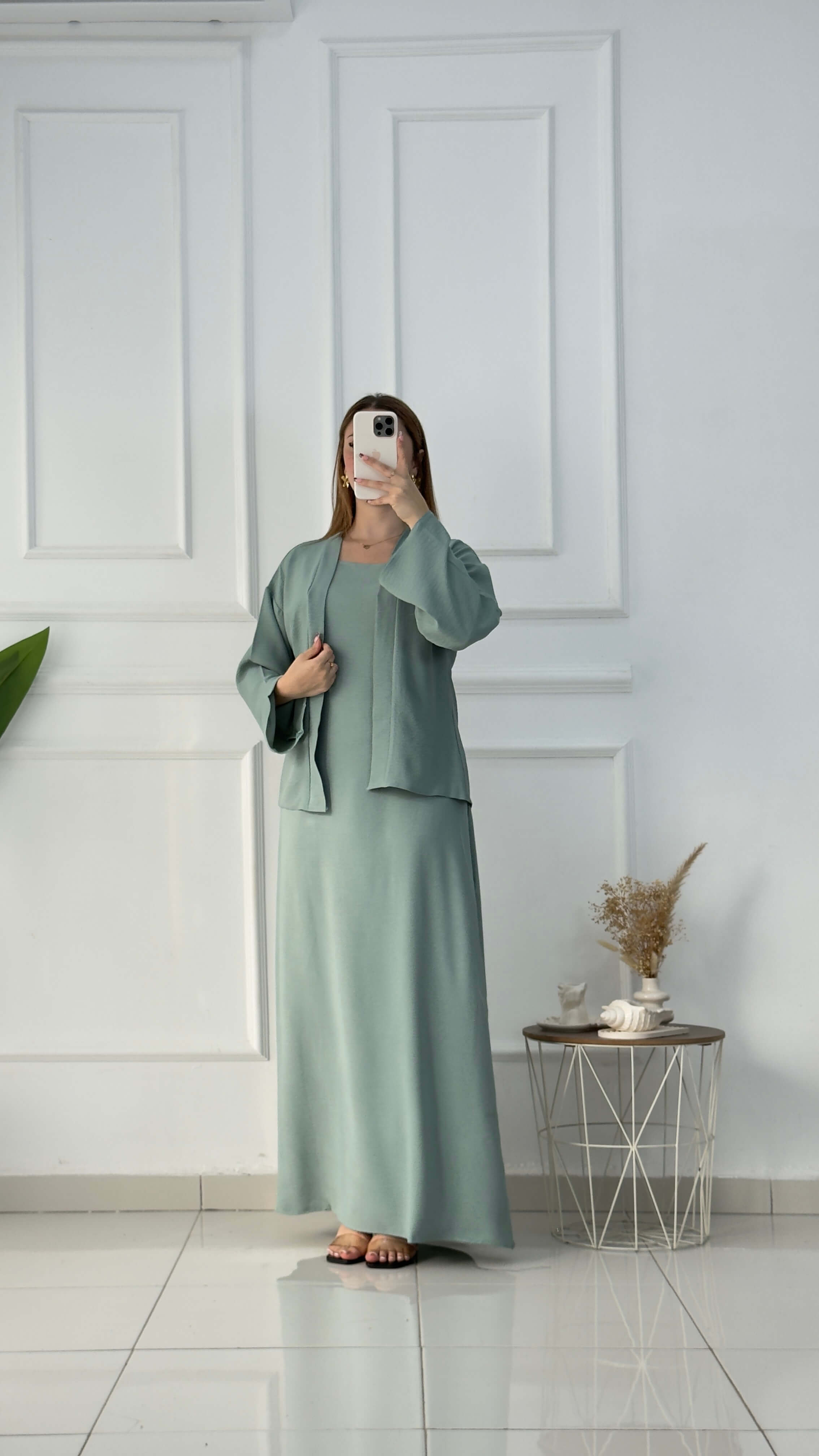 Ensemble Gilet Avec Robe Droite