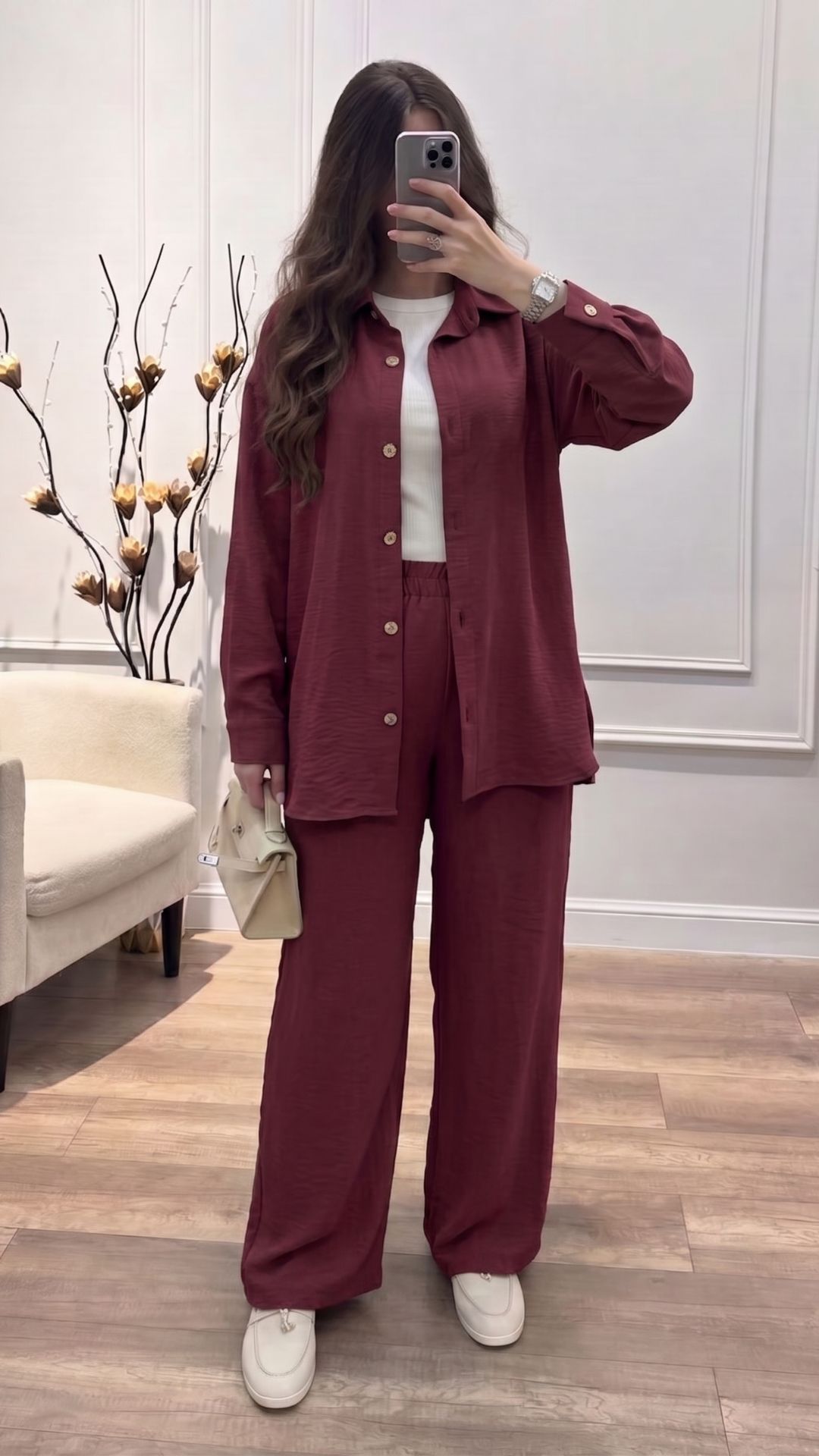 Ensemble lin boutonné